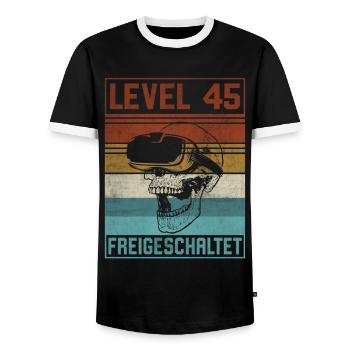 Level 45 Jahre Mann Gamer 45. Geburtstag - Männer Kontrast-T-Shirt - Schwarz/Weiß - Vorne - AI Model Female 172 light (172cm) & AI Model Male 178 light (178cm)