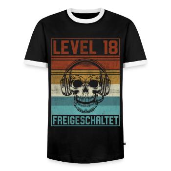 18. Geburtstag Gamer Level 18 Jahre - Männer Kontrast-T-Shirt - Schwarz/Weiß - Vorne - AI Model Female 172 light (172cm) & AI Model Male 178 light (178cm)