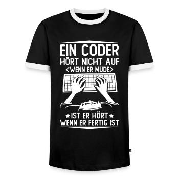Programmierer Coder Software Entwickler - Männer Kontrast-T-Shirt - Schwarz/Weiß - Vorne - AI Model Female 172 light (172cm) & AI Model Male 178 light (178cm)