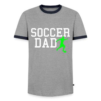 soccer dad - Men's Ringer Shirt - grey/navy  - Front - AI Model Female 172 light (172cm) & AI Model Male 178 light (178cm)
