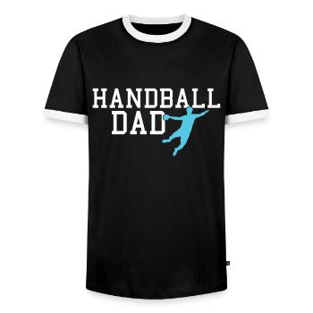 papa handball - T-shirt contrasté Homme - noir/blanc - Devant - AI Model Female 172 light (172cm) & AI Model Male 178 light (178cm)