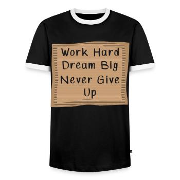 Work hard Dream Big - Men's Ringer Shirt - black/white - Front - AI Model Female 172 light (172cm) & AI Model Male 178 light (178cm)