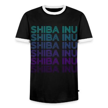 Shiba Inu Retro - Men's Ringer Shirt - black/white - Front - AI Model Female 172 light (172cm) & AI Model Male 178 light (178cm)