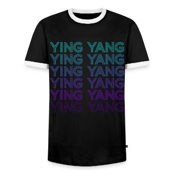 Ying Yang Yin Yang Retro - Men's Ringer Shirt - black/white - Front - AI Model Female 172 light (172cm) & AI Model Male 178 light (178cm)