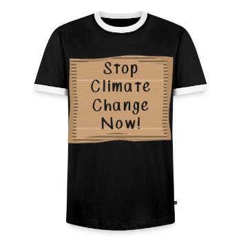 Stop Climate Change Now - Männer Kontrast-T-Shirt - Schwarz/Weiß - Vorne - AI Model Female 172 light (172cm) & AI Model Male 178 light (178cm)