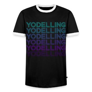 Yodel-Retro - Men's Ringer Shirt - black/white - Front - AI Model Female 172 light (172cm) & AI Model Male 178 light (178cm)
