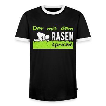 Gärtner Garten Hobbygärtner Rasen Rasenmähen - Männer Kontrast-T-Shirt - Schwarz/Weiß - Vorne - AI Model Female 172 light (172cm) & AI Model Male 178 light (178cm)