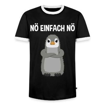 Pinguin Nö Einfach Nö Lustiger Spruch Geschenk - Männer Kontrast-T-Shirt - Schwarz/Weiß - Vorne - AI Model Female 172 light (172cm) & AI Model Male 178 light (178cm)