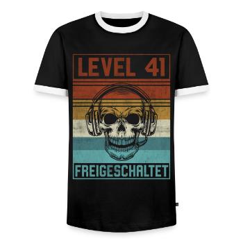41. Geburtstag Gamer Level 41 Jahre - Männer Kontrast-T-Shirt - Schwarz/Weiß - Vorne - AI Model Female 172 light (172cm) & AI Model Male 178 light (178cm)