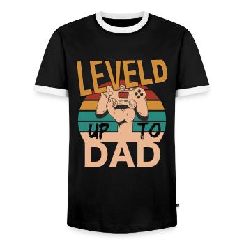 Leveld up to Dad Gaming Zocken - Männer Kontrast-T-Shirt - Schwarz/Weiß - Vorne - AI Model Female 172 light (172cm) & AI Model Male 178 light (178cm)