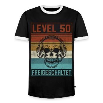 50. Geburtstag Gamer Level 50 Jahre - Männer Kontrast-T-Shirt - Schwarz/Weiß - Vorne - AI Model Female 172 light (172cm) & AI Model Male 178 light (178cm)