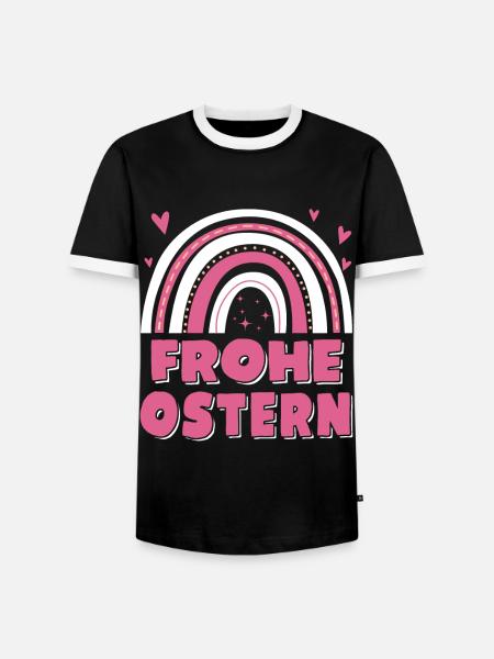 Oster Regenbogen Frohe Ostern - Männer Kontrast-T-Shirt - Schwarz/Weiß