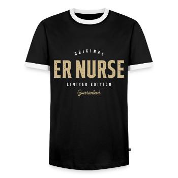 Er Nurse Funny Job Title Profession Birthday - Men's Ringer Shirt - black/white - Front - AI Model Female 172 light (172cm) & AI Model Male 178 light (178cm)