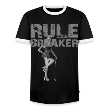 2reborn Rule Breaker Golf Girl Sport Game 3 - Männer Kontrast-T-Shirt - Schwarz/Weiß - Vorne - AI Model Female 172 light (172cm) & AI Model Male 178 light (178cm)