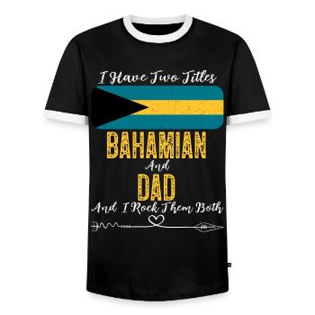 I Have Two Titles Bahamian and Dad Bahamas - Men's Ringer Shirt - black/white - Front - AI Model Female 172 light (172cm) & AI Model Male 178 light (178cm)