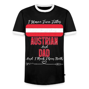 J’ai deux titres autrichien et papa Autriche - T-shirt contrasté Homme - noir/blanc - Devant - AI Model Female 172 light (172cm) & AI Model Male 178 light (178cm)