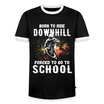 Vers la descente Né à l’école VTT forcé - T-shirt contrasté Homme - noir/blanc - Devant - AI Model Female 172 light (172cm) & AI Model Male 178 light (178cm)