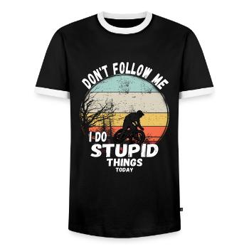 Ne me suivez pas, je fais des choses stupides en VTT - T-shirt contrasté Homme - noir/blanc - Devant - AI Model Female 172 light (172cm) & AI Model Male 178 light (178cm)