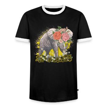 Cadeau d’éléphant pour Proboscis Africa Wilderness Zoo - T-shirt contrasté Homme - noir/blanc - Devant - AI Model Female 172 light (172cm) & AI Model Male 178 light (178cm)