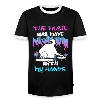 DJ Tshirt pour Party Disc Jockey Rave Techno Mixer - T-shirt contrasté Homme - noir/blanc - Devant - AI Model Female 172 light (172cm) & AI Model Male 178 light (178cm)