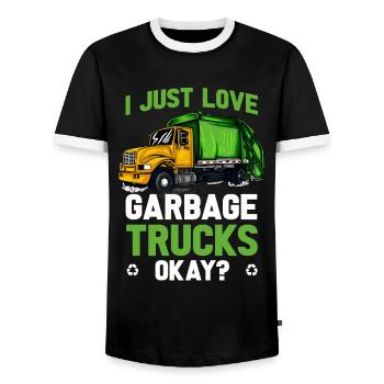 Garbage Man Gift Garbage Garbage Collection Waste Profession - Men's Ringer Shirt - black/white - Front - AI Model Female 172 light (172cm) & AI Model Male 178 light (178cm)