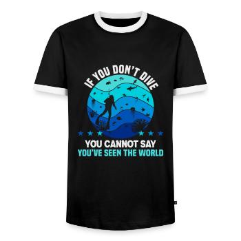 Instructeur de conception de plongée sous-marine Snorkeling - T-shirt contrasté Homme - noir/blanc - Devant - AI Model Female 172 light (172cm) & AI Model Male 178 light (178cm)