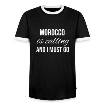 Maroc - T-shirt contrasté Homme - noir/blanc - Devant - AI Model Female 172 light (172cm) & AI Model Male 178 light (178cm)