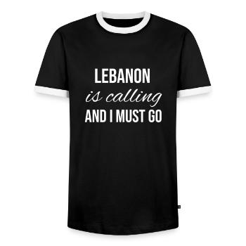 Liban - T-shirt contrasté Homme - noir/blanc - Devant - AI Model Female 172 light (172cm) & AI Model Male 178 light (178cm)
