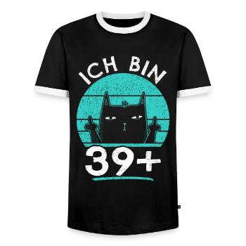 40. Geburtstag Frau 40er 40ter Ich bin 39+ plus - Männer Kontrast-T-Shirt - Schwarz/Weiß - Vorne - AI Model Female 172 light (172cm) & AI Model Male 178 light (178cm)