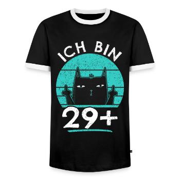 30. Geburtstag Frau 30er 30ter Ich bin 29+ plus - Männer Kontrast-T-Shirt - Schwarz/Weiß - Vorne - AI Model Female 172 light (172cm) & AI Model Male 178 light (178cm)