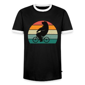 Fahrrad Fahrradfahren Fahrradfahrer Stadtrad Rad - Männer Kontrast-T-Shirt - Schwarz/Weiß - Vorne - AI Model Female 172 light (172cm) & AI Model Male 178 light (178cm)