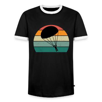 Parachute Skydiving Parachutists - Men's Ringer Shirt - black/white - Front - AI Model Female 172 light (172cm) & AI Model Male 178 light (178cm)