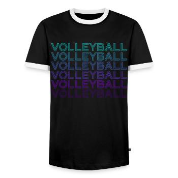 Volleyball player Team manager Coach Retr - Men's Ringer Shirt - black/white - Front - AI Model Female 172 light (172cm) & AI Model Male 178 light (178cm)