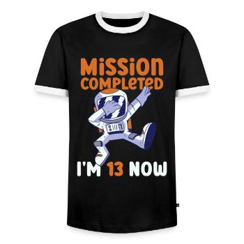 13th birthday astronaut 13 years - Men's Ringer Shirt - black/white - Front - AI Model Female 172 light (172cm) & AI Model Male 178 light (178cm)