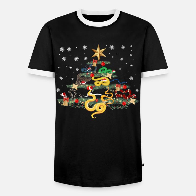 Snake Serpent Christmas Tree - Männer Kontrast-T-Shirt - Schwarz/Weiß