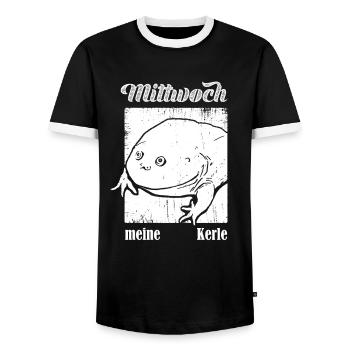 Es Ist Mittwoch Meine Kerle Mittwochsfrosch Meme - Männer Kontrast-T-Shirt - Schwarz/Weiß - Vorne - AI Model Female 172 light (172cm) & AI Model Male 178 light (178cm)