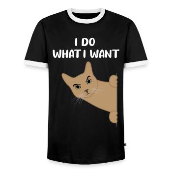 Katze Freches Kätzchen Lustiger Spruch Geschenk - Männer Kontrast-T-Shirt - Schwarz/Weiß - Vorne - AI Model Female 172 light (172cm) & AI Model Male 178 light (178cm)