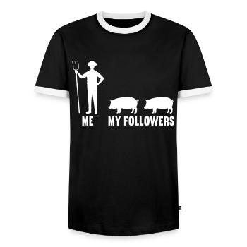 Me and my followers farmer pig pigs - Men's Ringer Shirt - black/white - Front - AI Model Female 172 light (172cm) & AI Model Male 178 light (178cm)