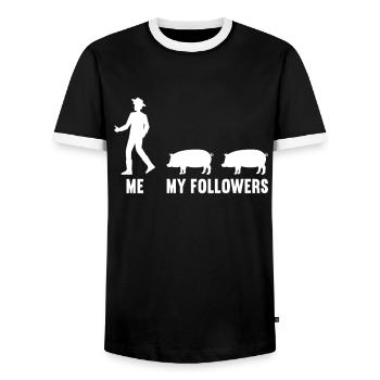 Me and my followers farmer pig pigs - Men's Ringer Shirt - black/white - Front - AI Model Female 172 light (172cm) & AI Model Male 178 light (178cm)