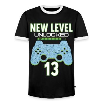 13 Years old 13 birthday outfit Gamer Gaming - Men's Ringer Shirt - black/white - Front - AI Model Female 172 light (172cm) & AI Model Male 178 light (178cm)
