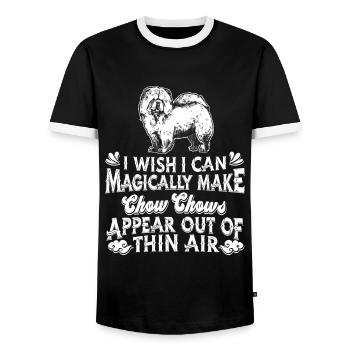 Chow Chow Dog - Men's Ringer Shirt - black/white - Front - AI Model Female 172 light (172cm) & AI Model Male 178 light (178cm)