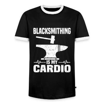 Cadeaux de forgeron | Forgeage d’enclume metalsmith - T-shirt contrasté Homme - noir/blanc - Devant - AI Model Female 172 light (172cm) & AI Model Male 178 light (178cm)
