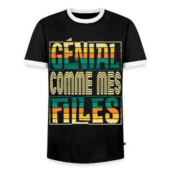 Génial Comme Mes Filles Parents Mère - T-shirt contrasté Homme - noir/blanc - Devant - AI Model Female 172 light (172cm) & AI Model Male 178 light (178cm)