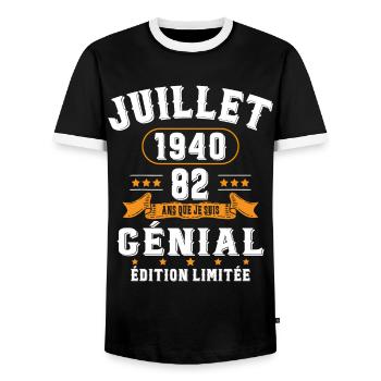 82 Ans Anniversaire Vintage Né(e) en Juillet 1940 - T-shirt contrasté Homme - noir/blanc - Devant - AI Model Female 172 light (172cm) & AI Model Male 178 light (178cm)