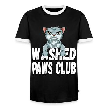Washed Paws Club für einen Katzenliebhaber und - Männer Kontrast-T-Shirt - Schwarz/Weiß - Vorne - AI Model Female 172 light (172cm) & AI Model Male 178 light (178cm)