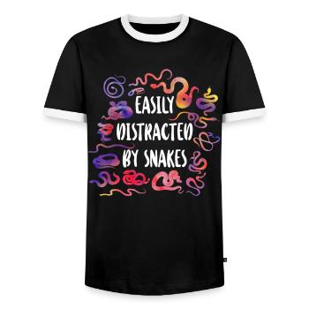 Snake Serpent Watercolor Easily - Men's Ringer Shirt - black/white - Front - AI Model Female 172 light (172cm) & AI Model Male 178 light (178cm)