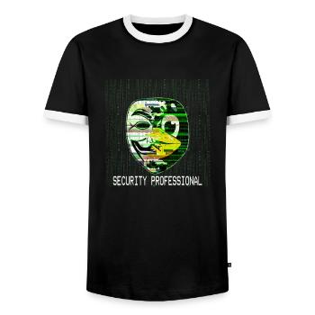Cyber Security Professional Hacker Maske Linux - Männer Kontrast-T-Shirt - Schwarz/Weiß - Vorne - AI Model Female 172 light (172cm) & AI Model Male 178 light (178cm)