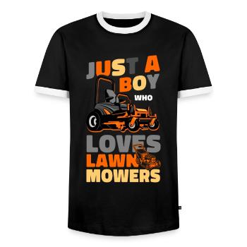 Lawn Mower Mowing Dad Father - Männer Kontrast-T-Shirt - Schwarz/Weiß - Vorne - AI Model Female 172 light (172cm) & AI Model Male 178 light (178cm)