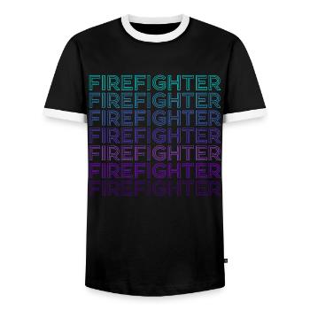 Feuerwehrmann Feuerwehrauto Feuerwehrauto Retro - Männer Kontrast-T-Shirt - Schwarz/Weiß - Vorne - AI Model Female 172 light (172cm) & AI Model Male 178 light (178cm)