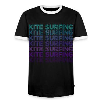 Kitesurfen Retro - Männer Kontrast-T-Shirt - Schwarz/Weiß - Vorne - AI Model Female 172 light (172cm) & AI Model Male 178 light (178cm)